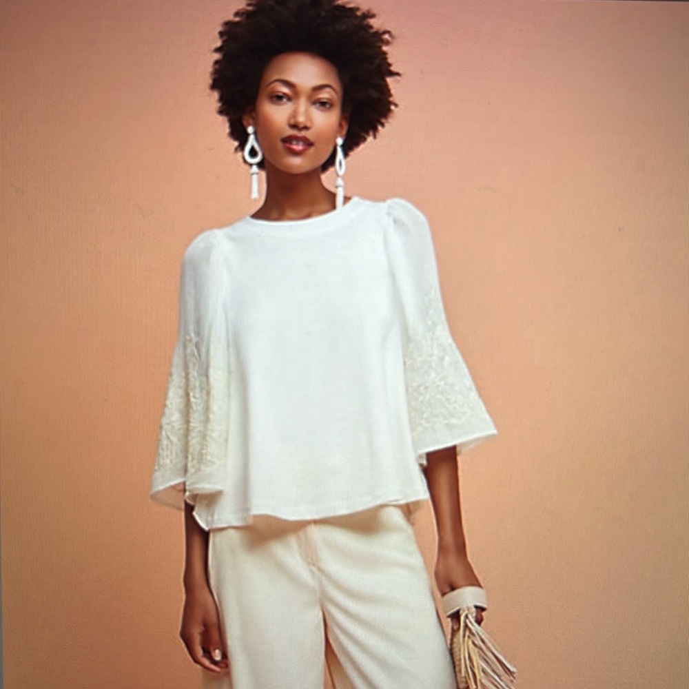 Anthropologie Embroidered Poncho Pullover by Eri+Ali